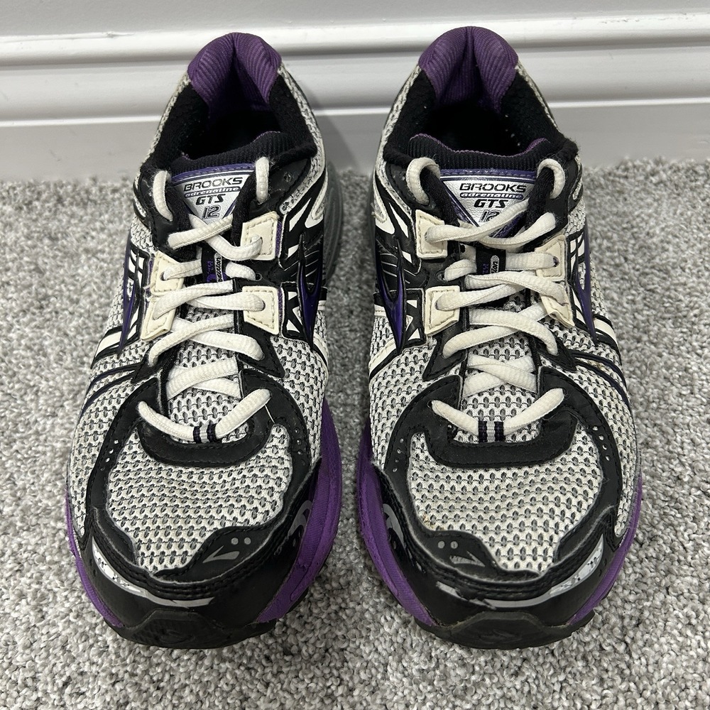 Brooks Adrenaline GTS 12 Women's Running shoes Size 8 White Black Purple Walking